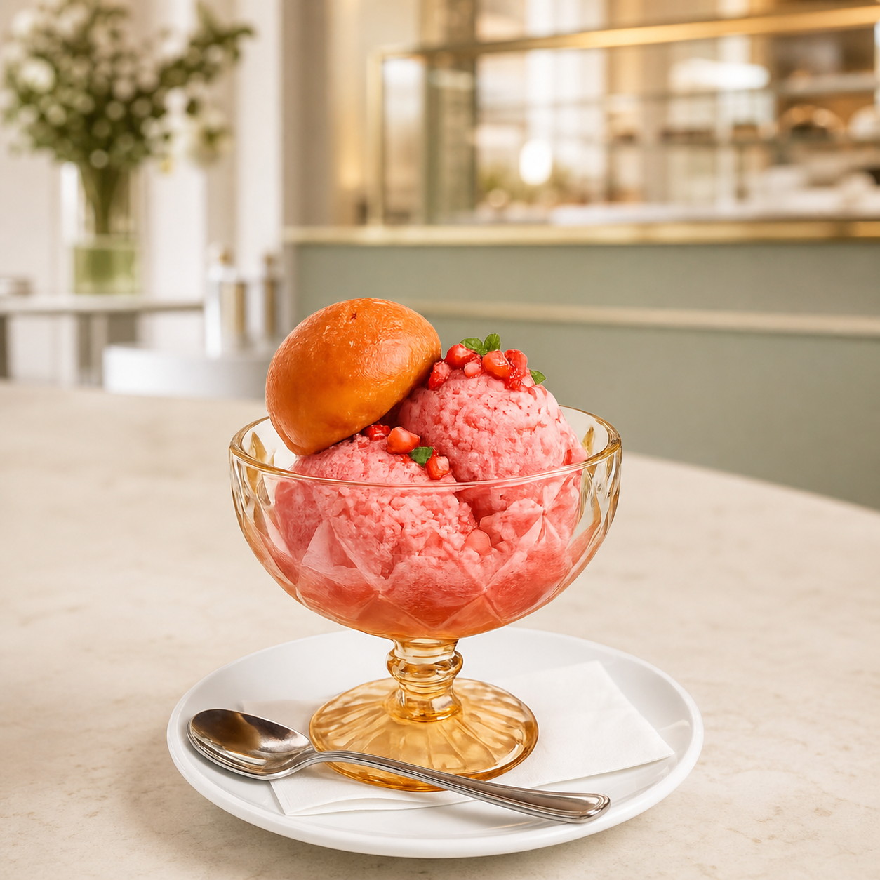 Granita alla fragola con brioche