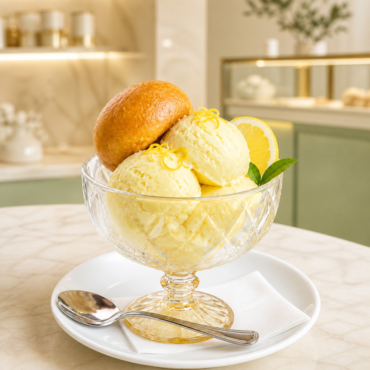 Granita al limone con brioche