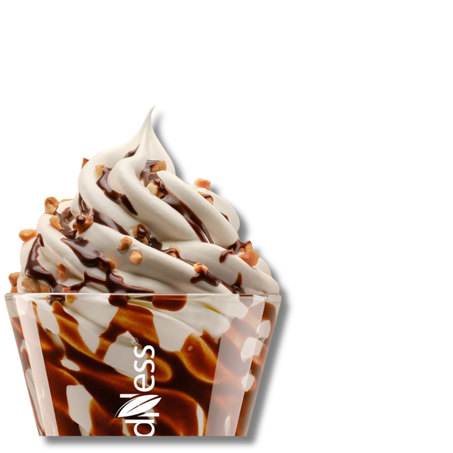 Coppa di yogurt soft con cioccolato e granella